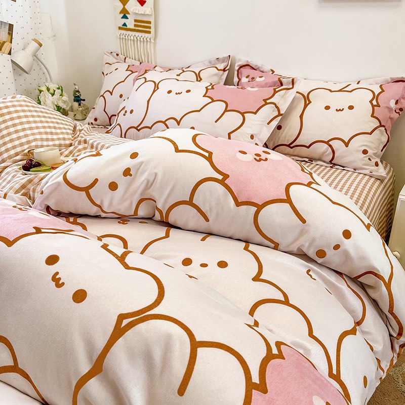 Bộ chăn ga gối cottn poly - Mẫu Gấu baby.