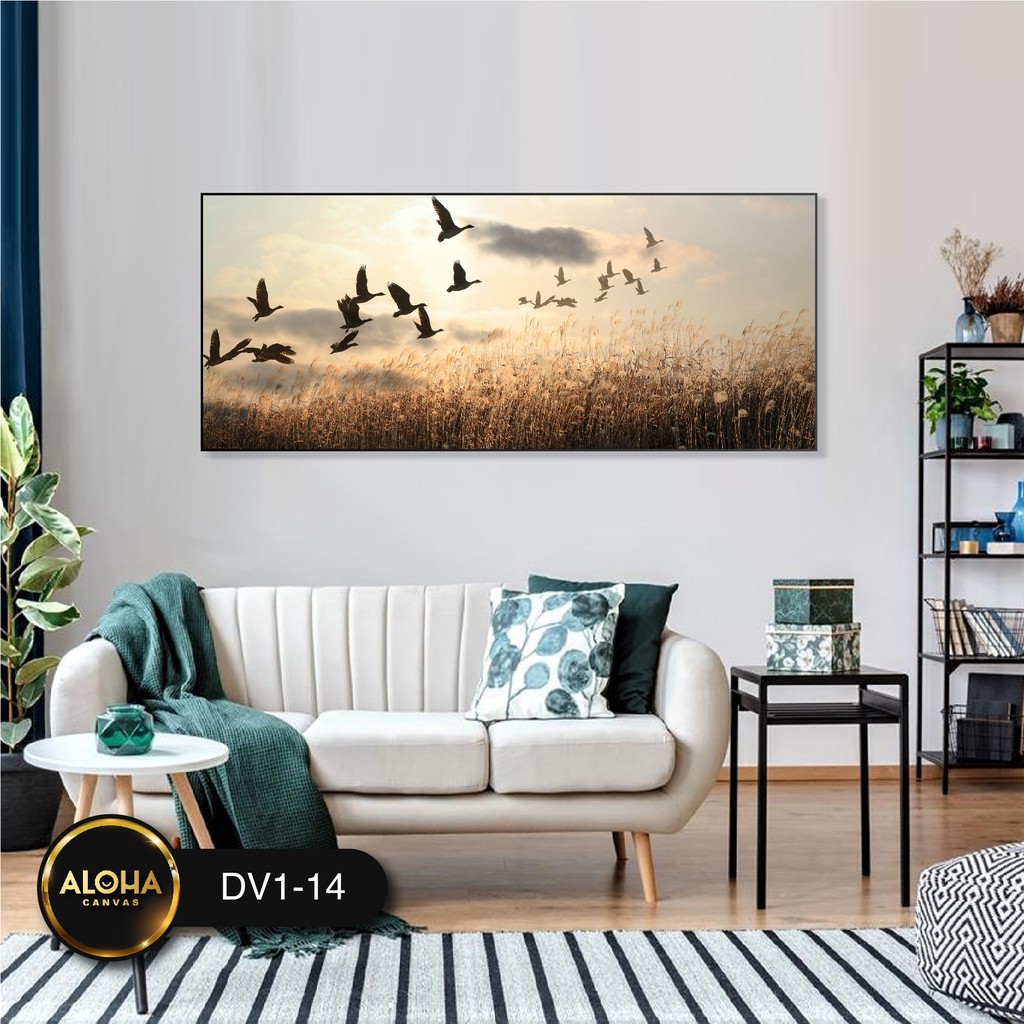 Tranh Treo Tường Phòng Khách Tranh Canvas Treo Phòng Khách In UV 3D Đã Có Khung Giá Xưởng