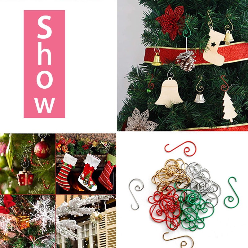 Set 20 Móc Treo Đồ Hình Chữ S Bằng Kim Loại Trang Trí Cây Thông Noel