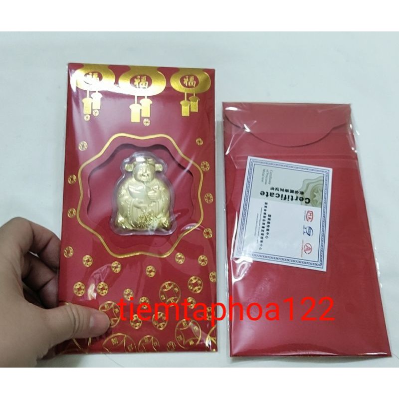 Bao Lì Xì Thần Tài Mạ vàng, mèo chipi Quà Tặng May Mắn Q11