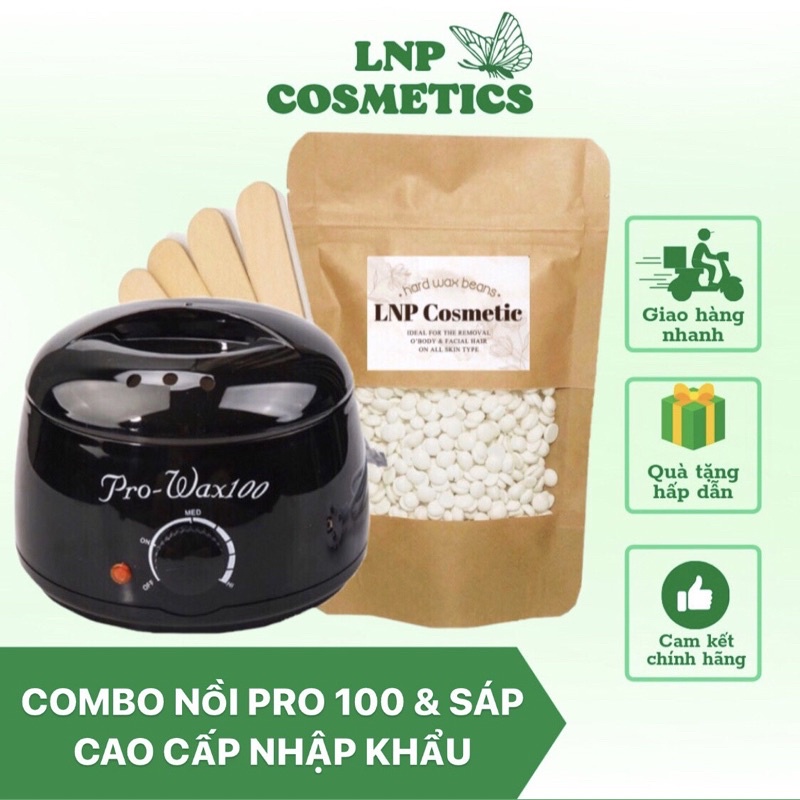 Nồi nấu sáp nóng chảy TẶNG QUE GỖ  Nồi đun sáp wax lông Pro-wax100 loại 1 dây đồng ổ cắm lớn 8582