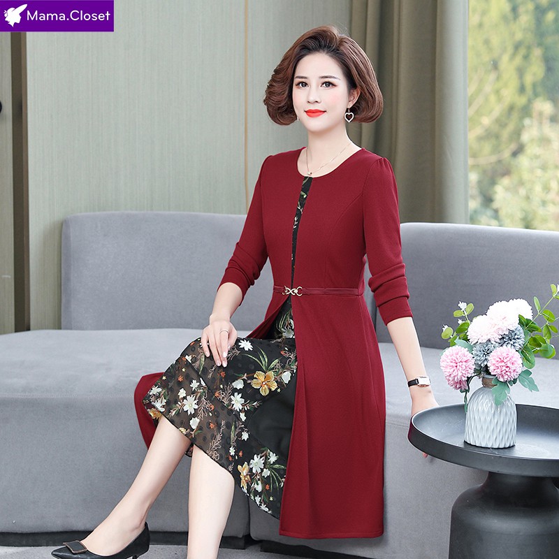 #E608 VÁY VOAN LEN HAI LỚP HÀNG QUẢNG CHÂU SANG TRỌNG CHO MẸ, ĐỒ CHO NGƯỜI TRUNG NIÊN HOT SALE 2021 | BigBuy360 - bigbuy360.vn