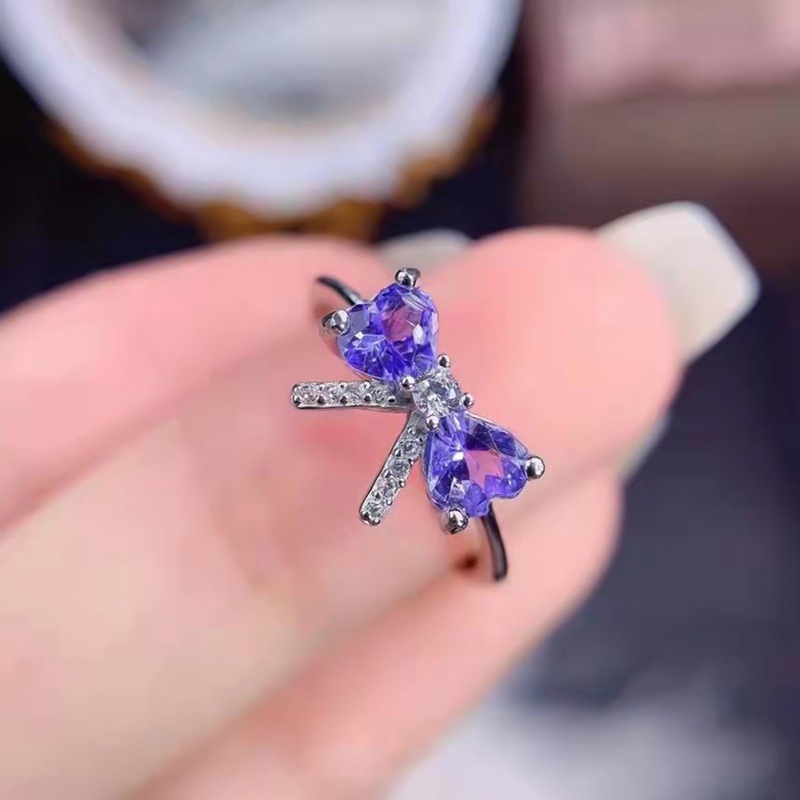 Nhẫn Mạ Bạc 925 Mặt Nơ Đính Đá Zircon Màu Tím Phong Cách Hàn Quốc Thời Trang Cho Nữ
