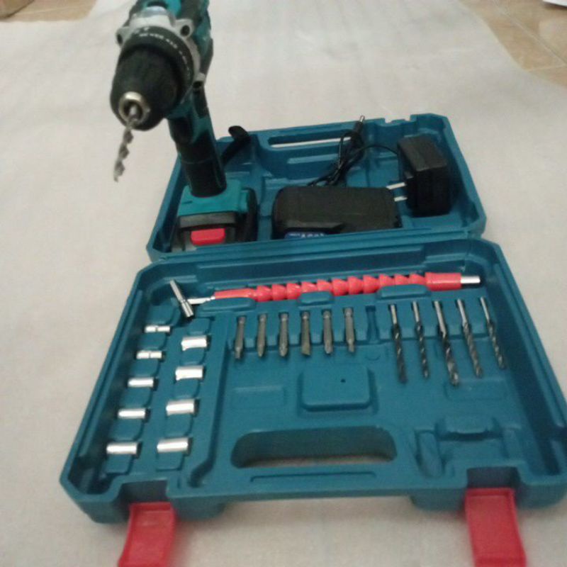 Máy khoan pin 36v Ma kita 3 chức năng bắn vít khoan tường- tặng kèm 24 chi tiết gồm các mũi khoan+ mũi bắn vít