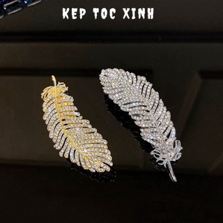 Kẹp tóc đính đá hình chiếc lá đi dự tiệc
