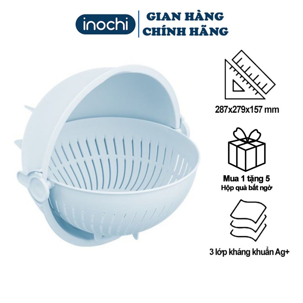 Bộ thau rổ xoay Thau rổ nhựa thông minh yoko inochi dễ dàng sử dụng tiện dụng chất liệu cao cấp phủ Ag+ kháng khuẩn