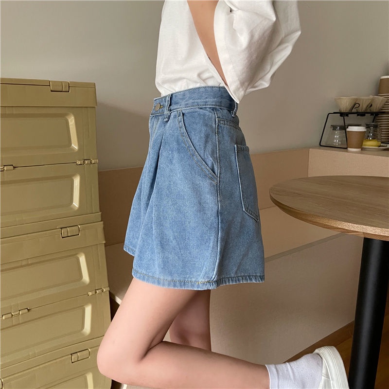 Quần Short denim Ống Rộng Thời Trang Xuân Hè Dành Cho Nữ