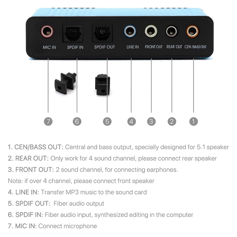 Thẻ Âm Thanh 6 Kênh USB 2.0 7.1 5.1 S / PDIF Chất Lượng Cao