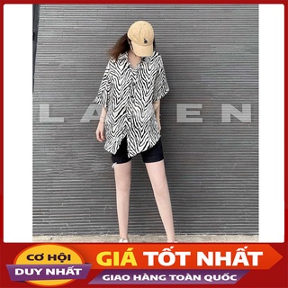  Áo Sơ Mi Nữ Tay Lỡ Họa Tiết Ngựa Vằn Phong Cách Hàn Quốc M0107-Violet 