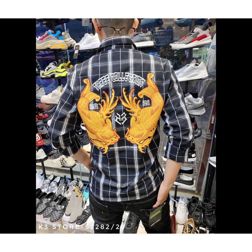 Áo Sơ Mi Caro Nam Cao Caaso _ EVISU Thiết Kế Cao Cấp Chính Hãng K3 STORE