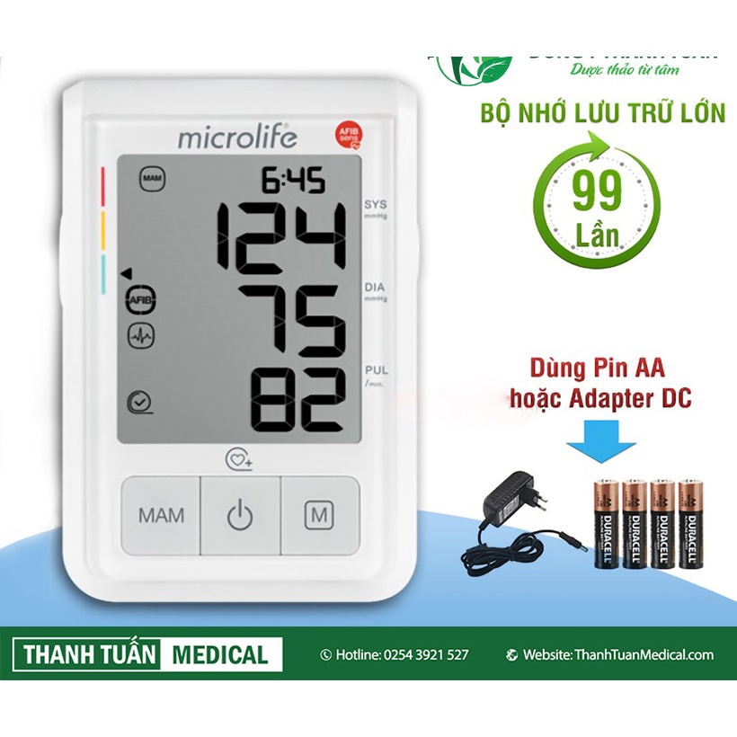 [Cảnh báo đột Quỵ] Máy đo huyết áp tự động Microlife B3 AFIB Advance - BH 5 năm, tặng bộ đổ nguồn