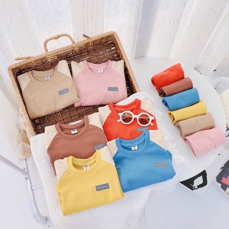 Bộ thu đông in logo Cookie cho bé, chất liệu len tăm cao cấp