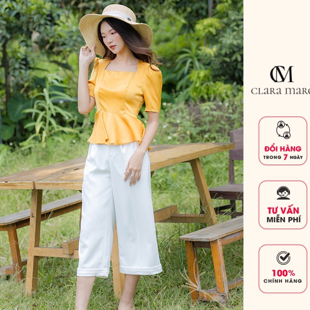 Quần ống rộng Culottes nữ, vải tuyết mưa hàn, thiết kế ly vật mang phong cách công sở Clara