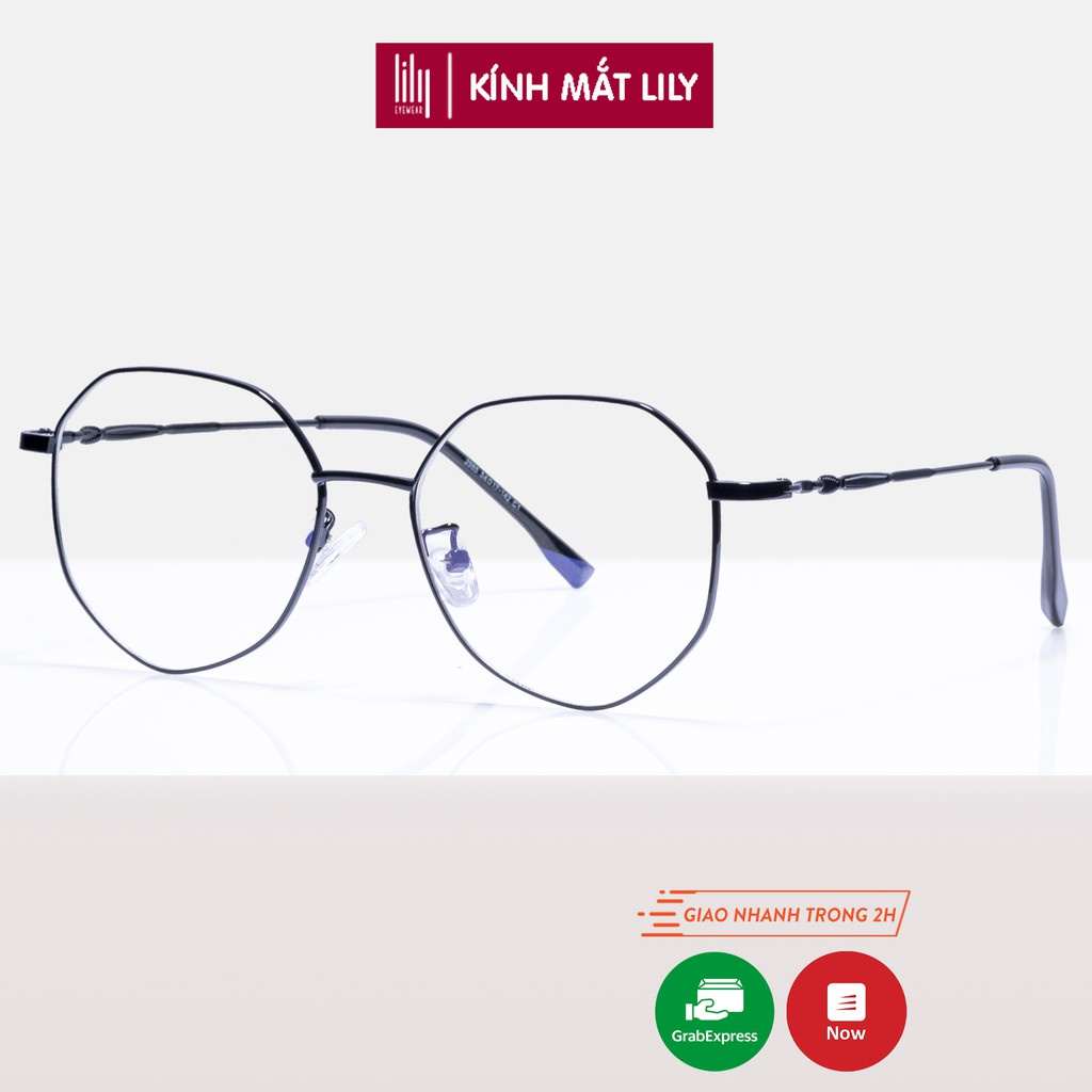 Gọng kính cận nam nữ Lilyeyewear kim loại , mắt vuông to đeo chống bụi thay mắt cận 2985