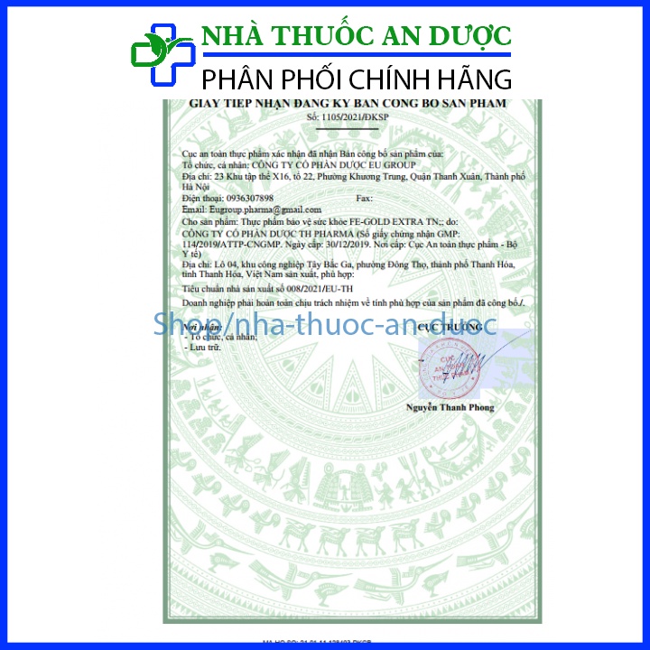 Viên uống Fe-Gold Extra TN bổ sung sắt và acid folic cho cơ thể, tạo máu, Bồi bổ sức khỏe – Hộp 80 viên