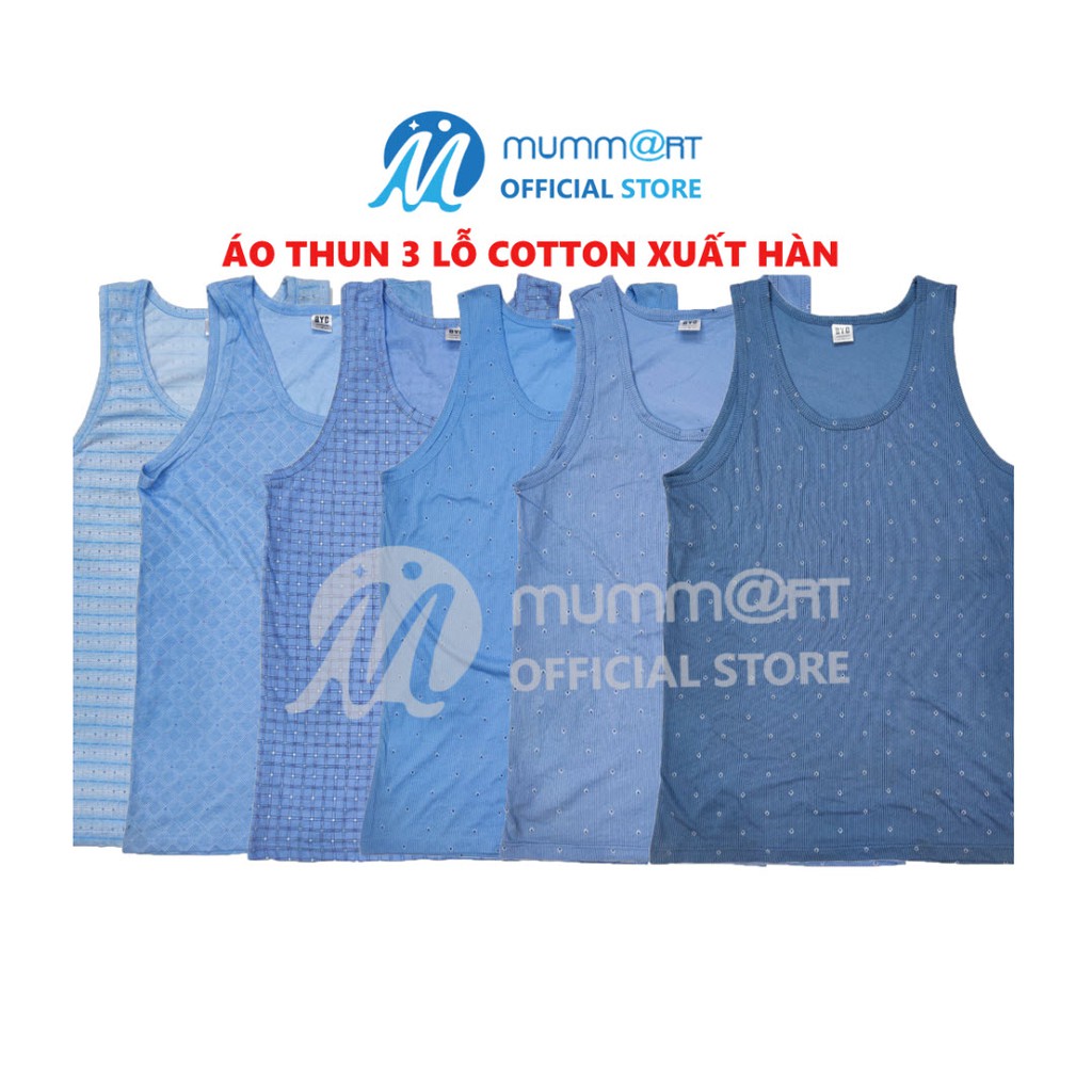 Áo thun ba lỗ nam thun lạnh, cotton xuất Hàn màu trơn, sọc hoặc họa tiết - Mumart