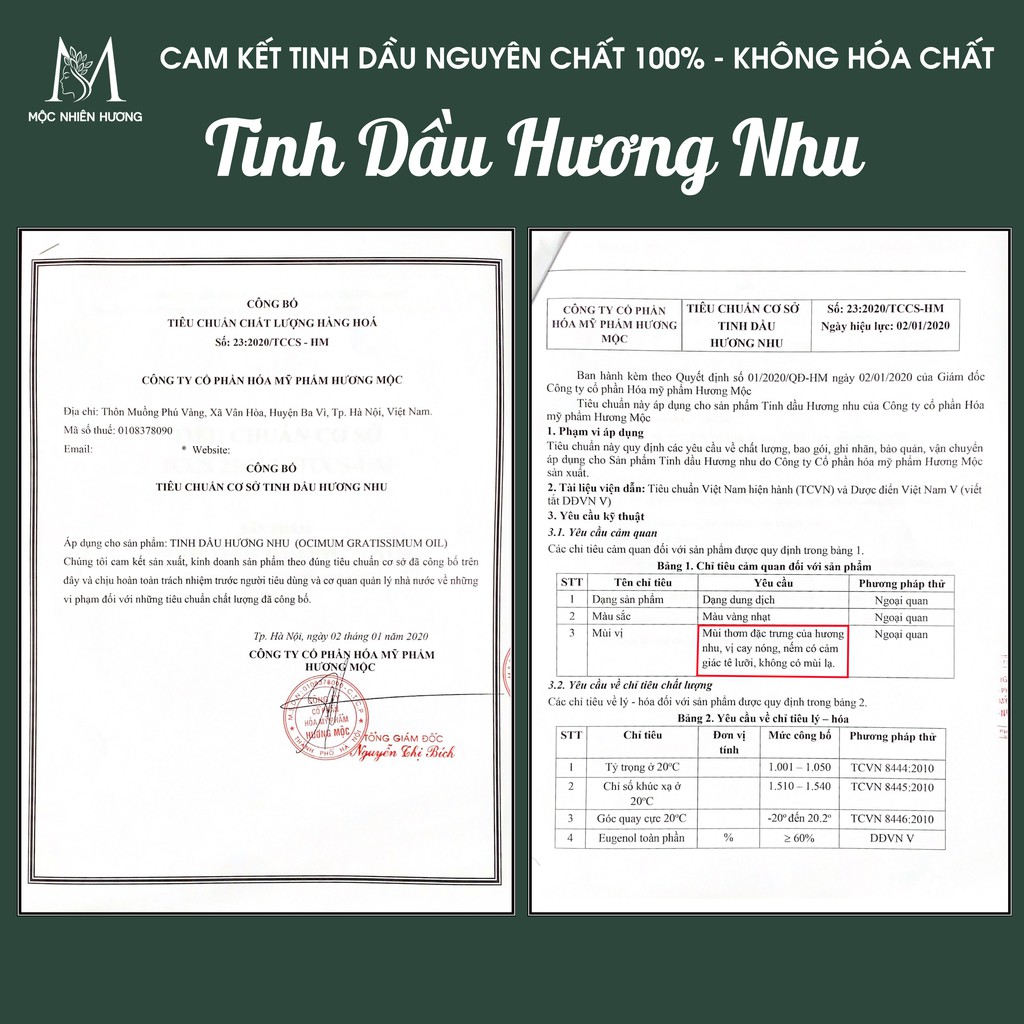 Tinh dầu Hương Nhu nguyên chất 10ml 50ml - Mộc Nhiên Hương