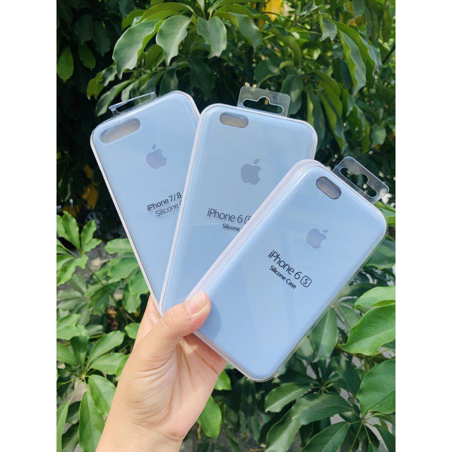 Ốp chống bẩn iphone màu hot xanh sky loại xịn lót nhung hở đế logo táo khắc nổi -Dành cho iphone 7/8/x/xs/xs max