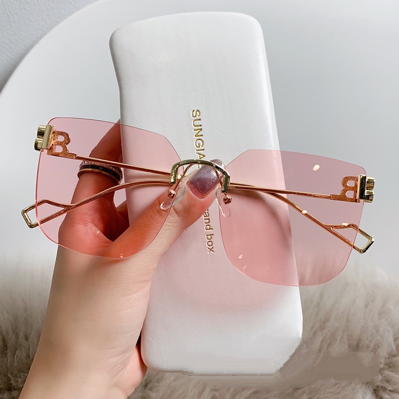 Kính Mát Gọng Vuông Oversized Không Viền Thời Trang Cho Nữ