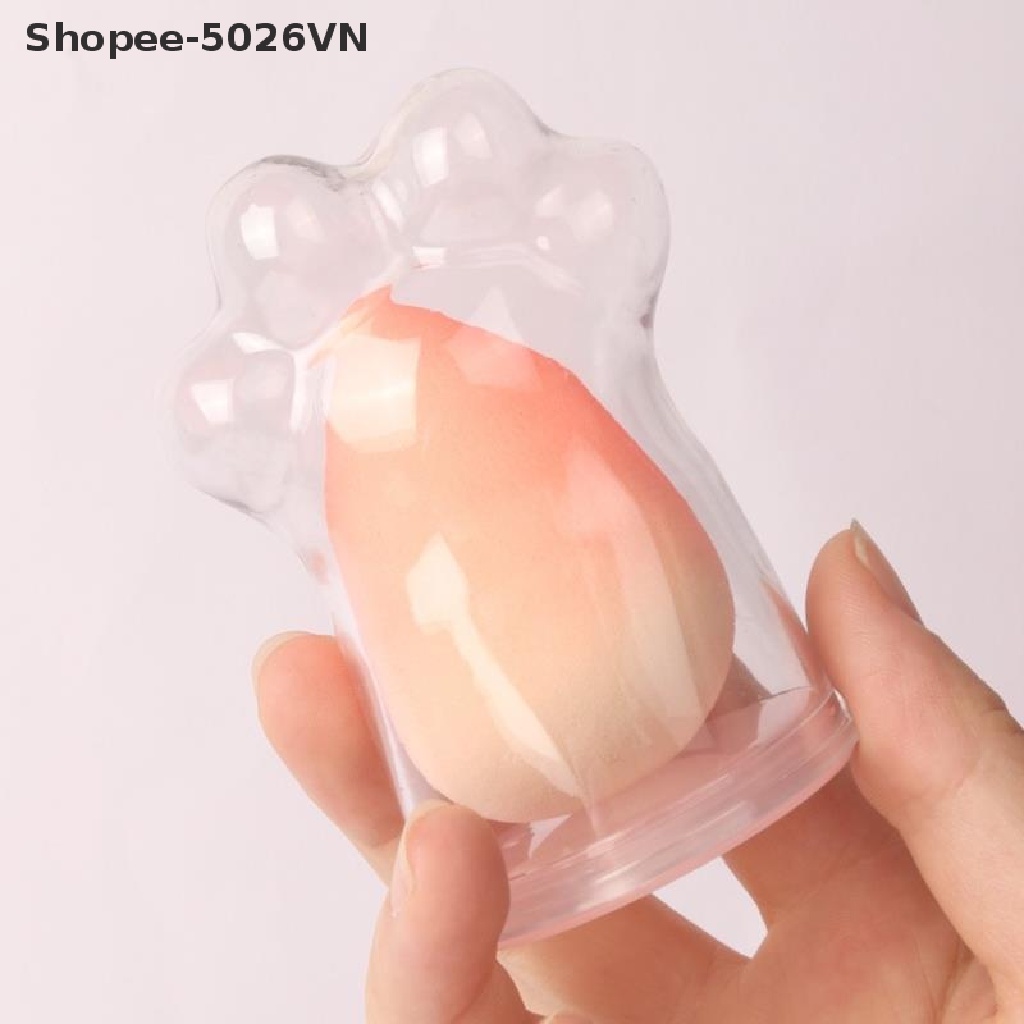Hộp đựng mút trang điểm phối hình bàn chân mèo dễ thương