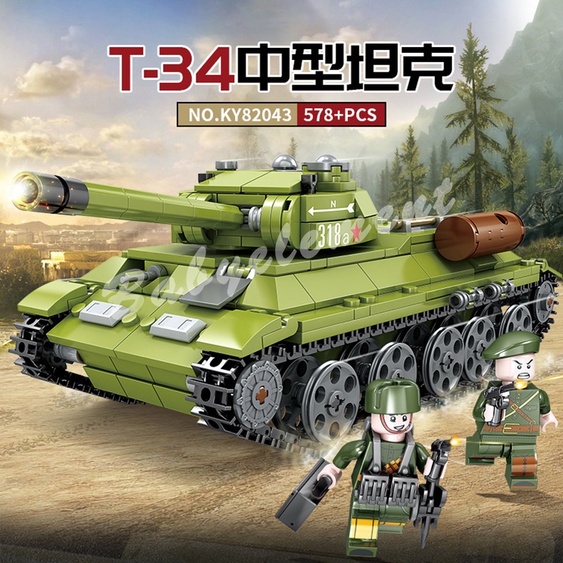 Đồ Chơi Lắp Ráp Xe Tăng T-34 Chất Lượng Cao Set 4 Mô Hình Xe Tăng Đồ Chơi Sáng Tạo Cho Bé