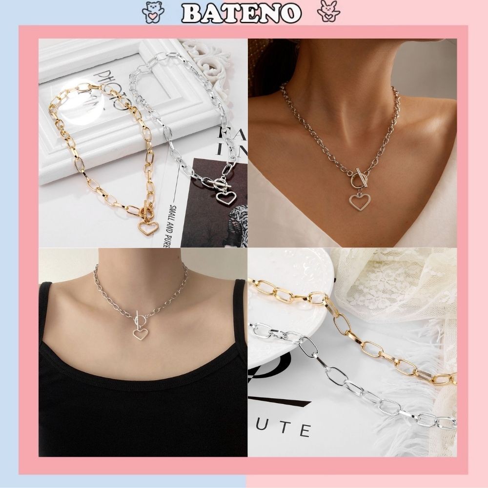 Dây chuyền Bateno hợp kim mặt hình trái tim phong cách Hàn Quốc PK11