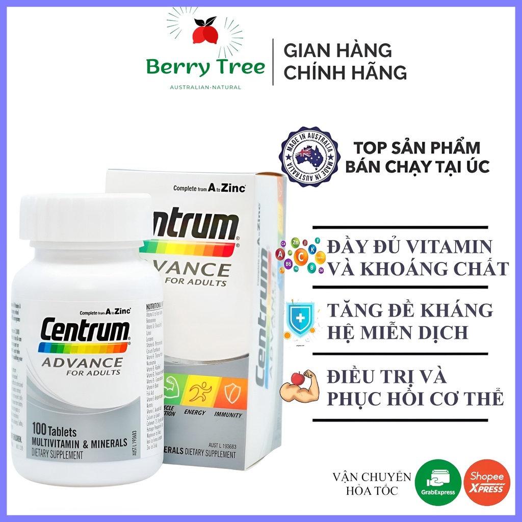 Vitamin tổng hợp Centrum Advance For Adults dành cho người lớn 100 viên