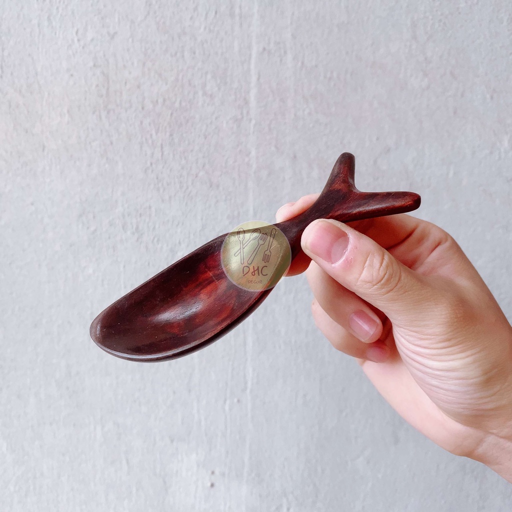 Thìa, muỗng xúc trà, cà phê, xúc hạt, gia vị bằng gỗ trắc đỏ loại đẹp DHC Decor