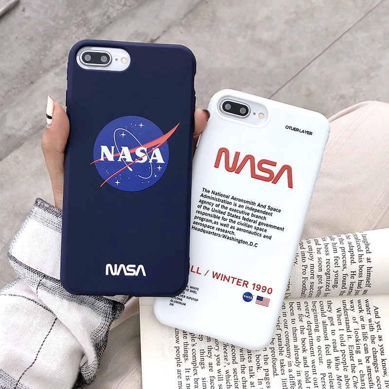 Ốp điện thoại mềm màu trắng màu xanh dương họa tiết NASA cho iPhone 7/8 Plus/X/XS/XR/XS MAX/11/11 PRO/11 Pro MAX/SE2/12