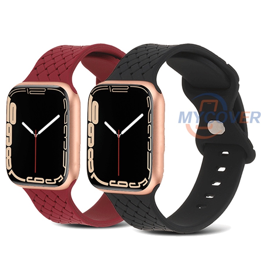Dây Đeo Đồng Hồ Bằng Silicone Màu Trơn Cho iWatch Series 7 6 SE 5 4 3 2 1 41mm 45mm 44mm 42mm 40mm 38mm