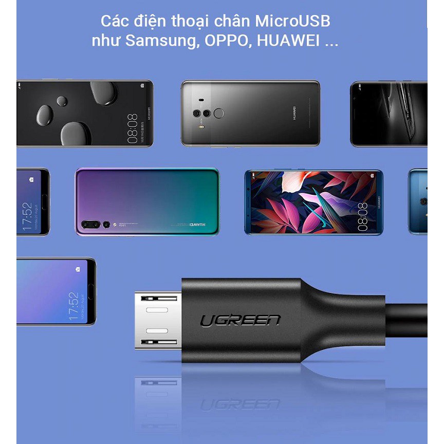 Cáp sạc và truyền dữ liệu Ugreen US289 cổng Micro USB 2.4A - Hàng phân phối chính hãng - Bảo hành 18 tháng