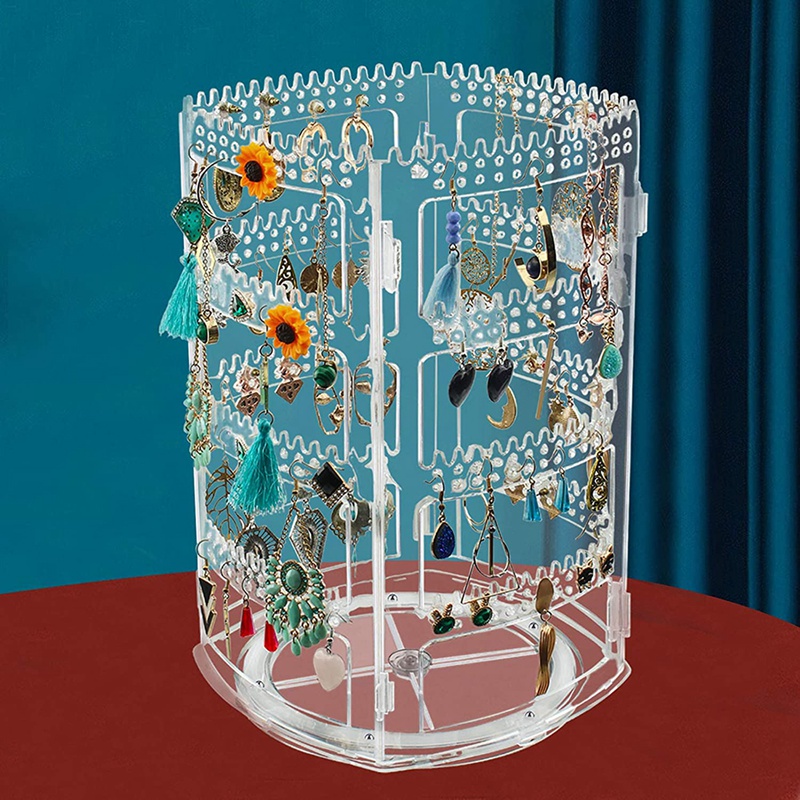 Giá Đỡ Trưng Bày Bông Tai / Trang Sức Bằng Acrylic Trong Suốt Xoay 360 Độ Tiện Dụng