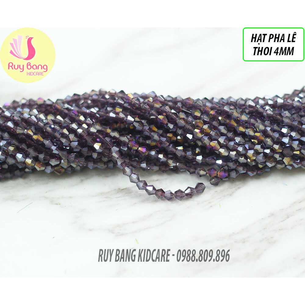 Hạt pha lê thoi 4mm tông xám-hồng-tím-đen