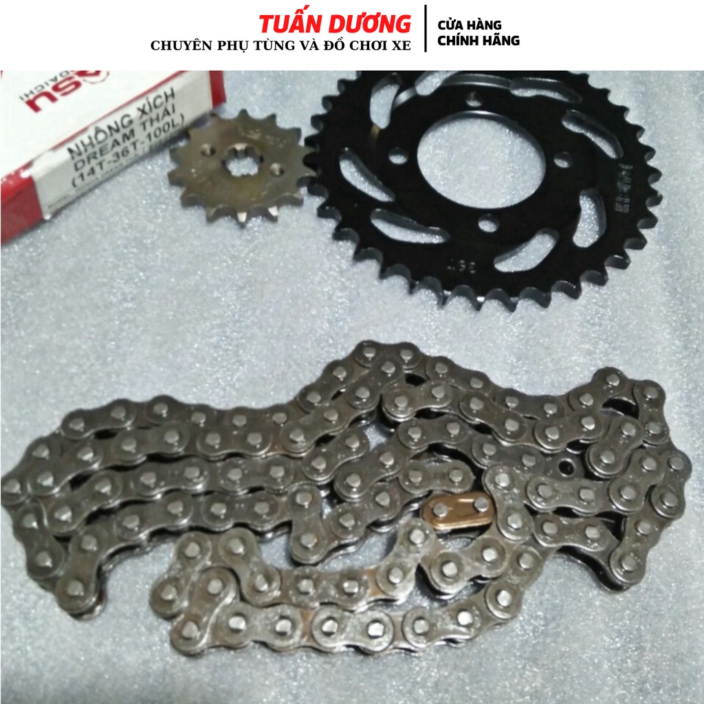 Bộ nhông xích xe Dream hàng tốt- bền bỉ - Nhông Sên Đĩa lắp cho Dream Wave và các dòng xe khác