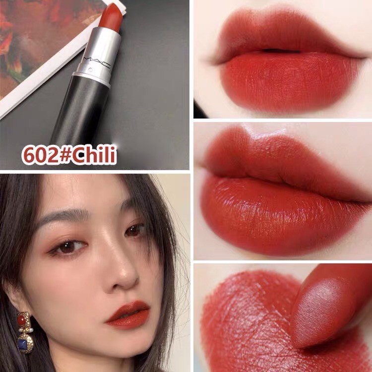 Son MAC Chili 602 Màu Đỏ Gạch siêu hot - Matte Lipstick, son MAC chính hãng date mới nhất