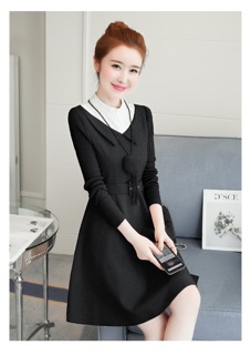 Đầm dạ nữ❣️freeship❣️ váy dạ nữ cổ sơ mi - chất liệu dạ ép cao cấp, mềm siêu xinh