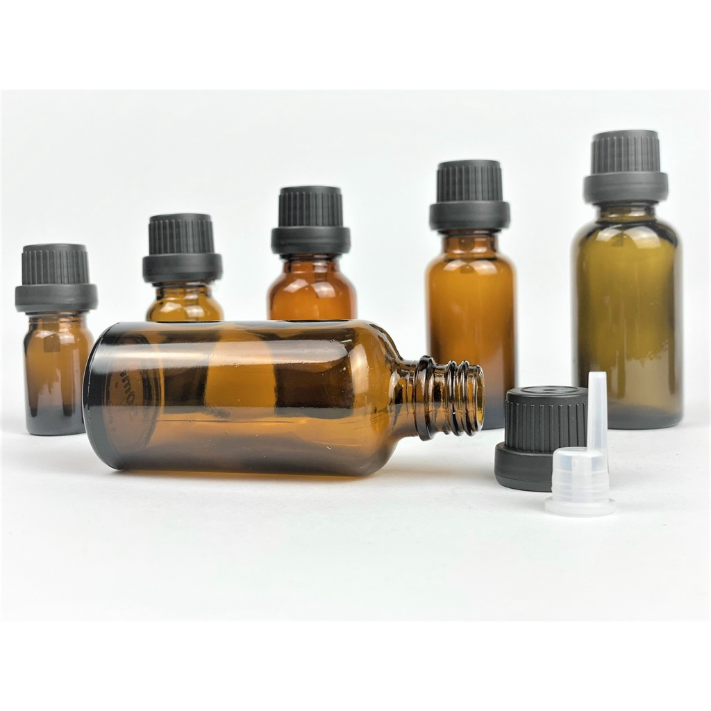 Lọ đựng chiết tinh dầu thủy tinh màu nâu nắp nhựa đen nhỏ giọt dung tích 5ml/10ml/15ml/20ml/30ml/50ml/100ml [Giá sỉ/Lẻ]
