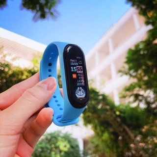 Combo Doảemon ( 1 dây + 1 miếng Dán logo) siêu độc cho team dây xanh của Xiaomi Miband 3, 4