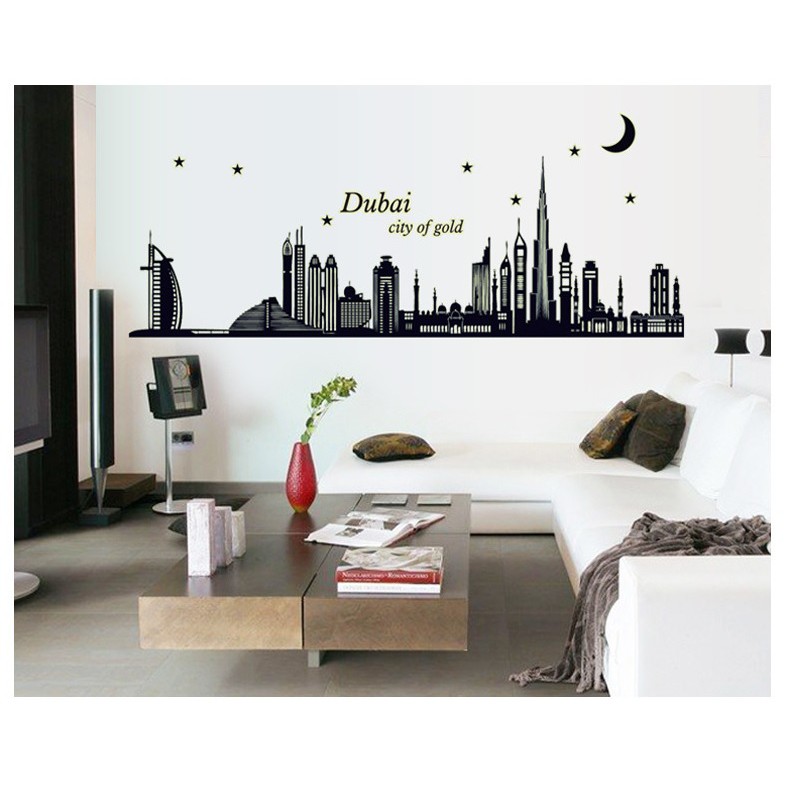 (HCM) Tranh dán tường dạ quang thành phố Dubai hào nhoáng DDQ001 decalhcm
