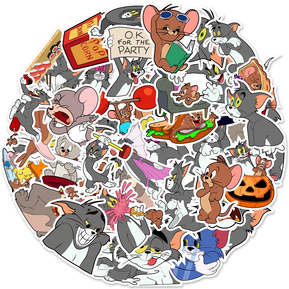 Set 20 sticker hình dán hoạt hình Esla, Stitch, gấu Pooh, Coolomi chống nước sổ tay mũ bảo hiểm, xe máy, bình nước, vali