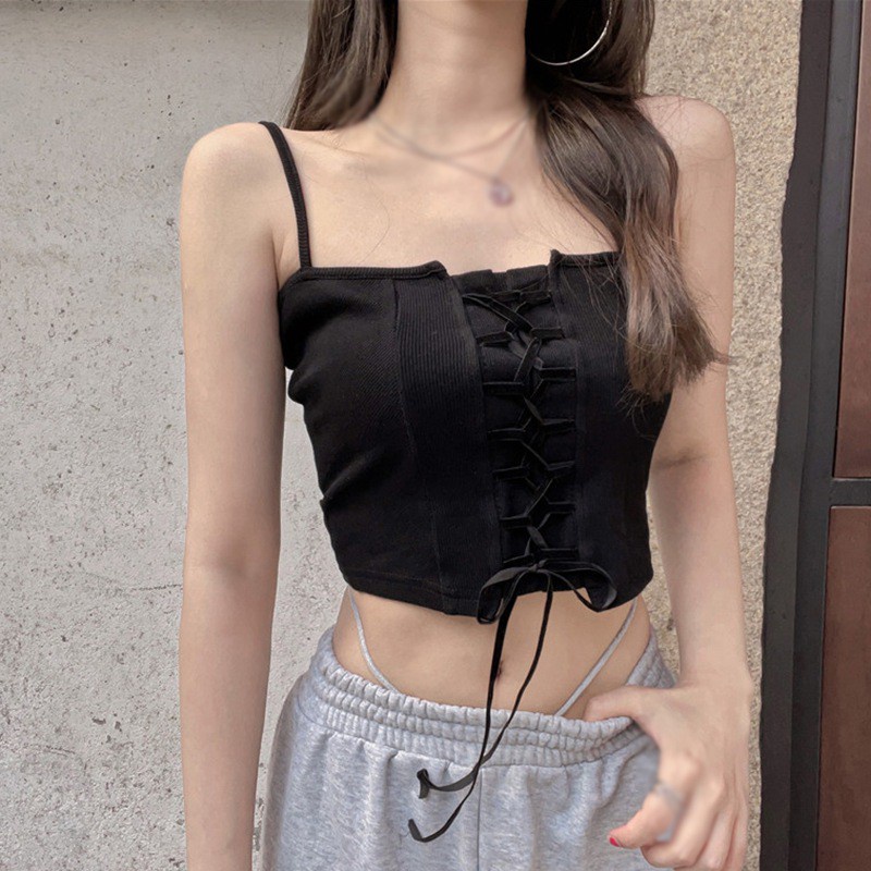 Áo hai dây màu trơn thời trang quyến rũ cho nữ