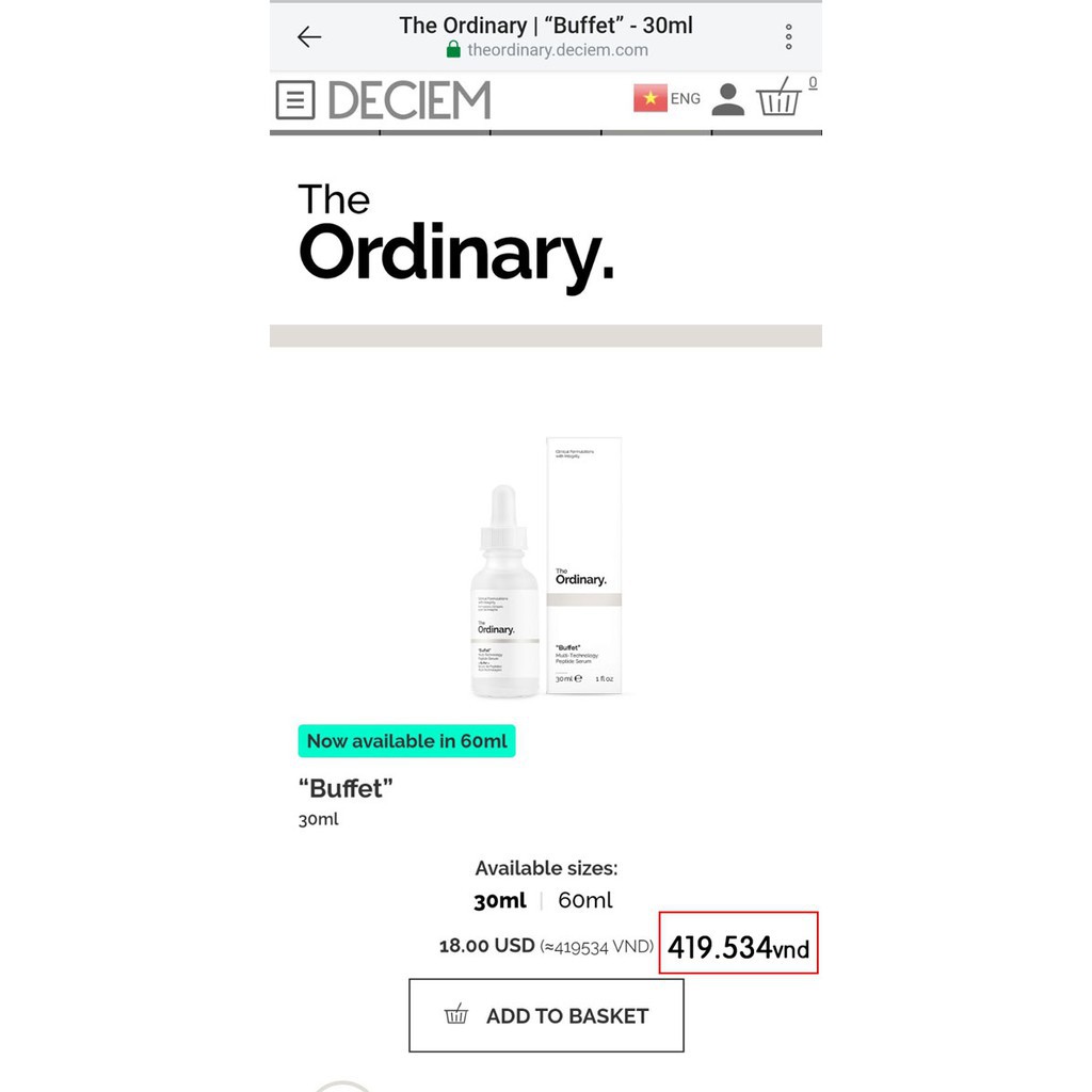 The Ordinary Buffet Serum Dưỡng Da Chống Lão Hóa 30ml