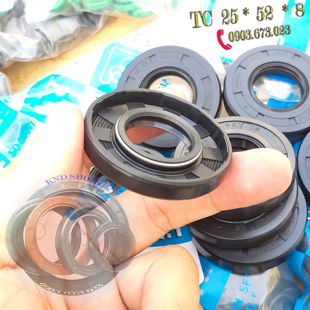 Phớt dầu SOG TC 25*52*8 | NOK TC 25*52*10 bảo vệ vòng bi 6205; Phớt lò xo chặn nhớt trục máy sản xuất gạch men