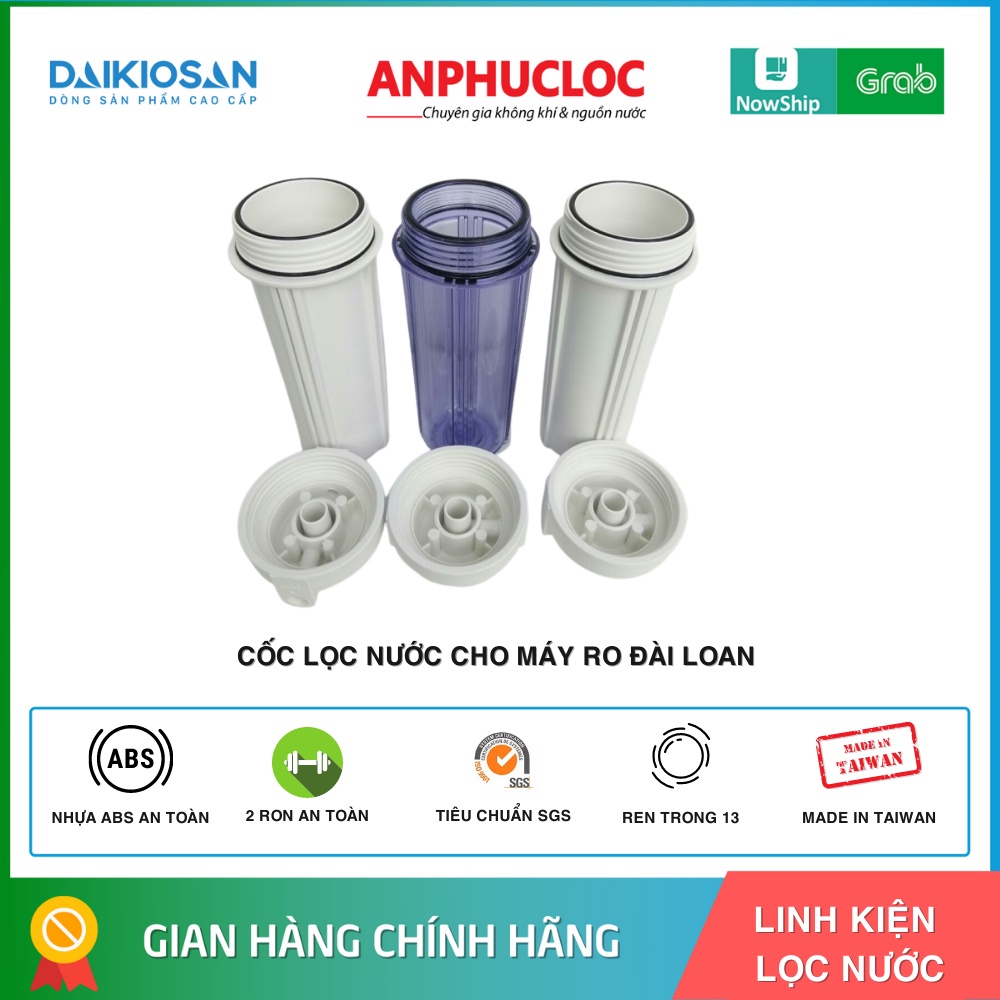 Cốc máy lọc nước 10 inch hàng xịn xuất xứ Đài Loan loại trong và màu