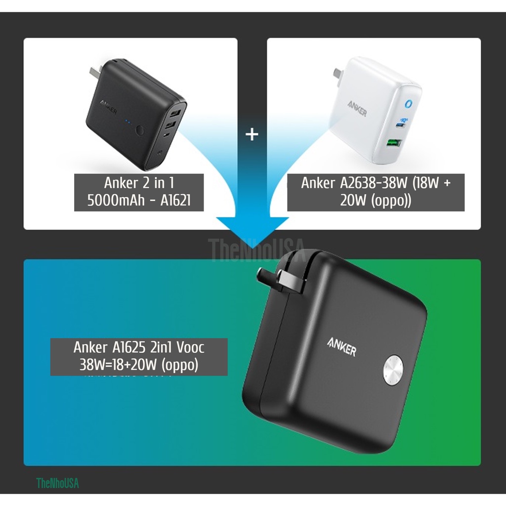 Pin sạc dự phòng 2 in 1 Anker Powercore Fusion 5000K with VOOC - A1625