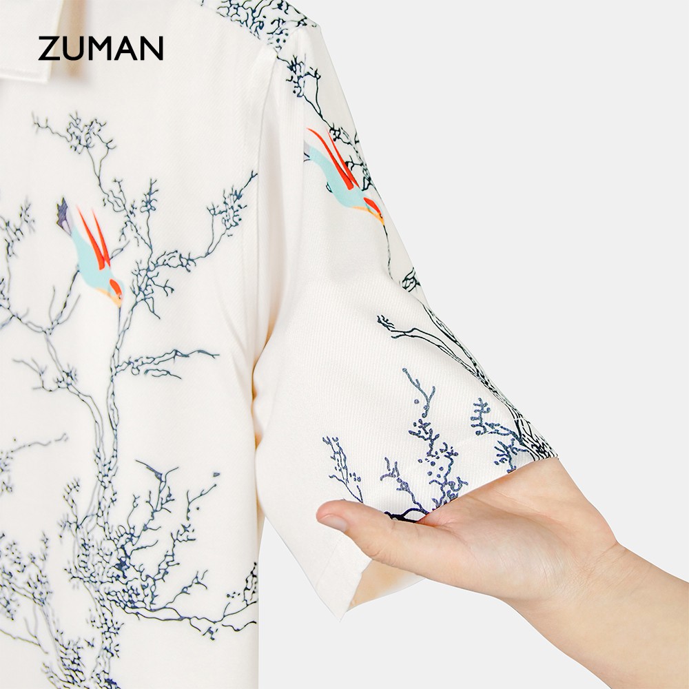 Áo sơ mi nam hoạ tiết tay ngắn Bird's-eye Pattern Shirt ASM106 ZUMAN form suông , chất lụa vân chéo, thoáng mát | BigBuy360 - bigbuy360.vn