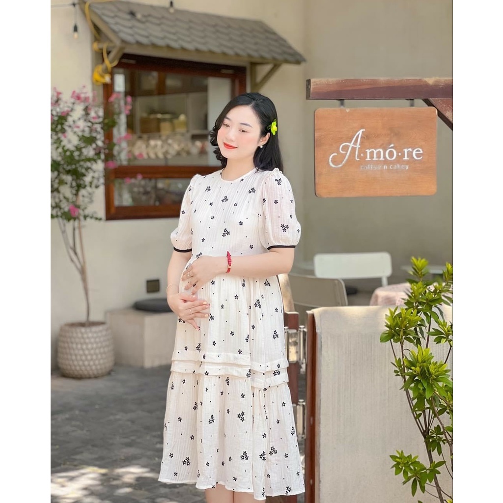 Váy babydoll đũi hoa tuyết dễ thương, siêu xinh