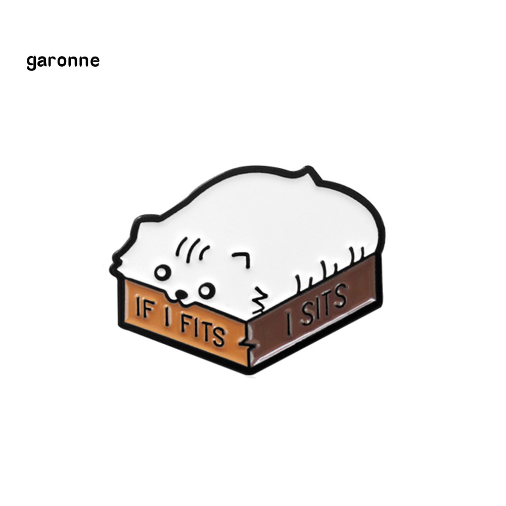 GA_Cartoon Cat Enamel English Letter If I Fits I Sits Brooch Pin Collar Badge Decor