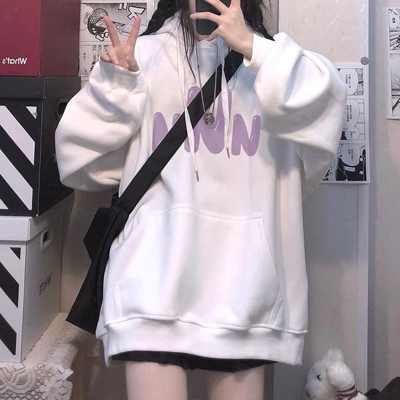 Áo Hoodie nNn Tay Dài Túi Bụng To Nỉ Bông Dày Unisex