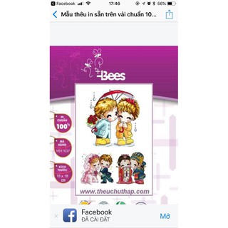 Tranh thêu chữ thâp tình nhân cute YB17037